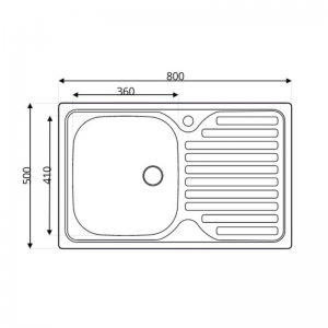 Zoom Lavello appoggio 80x50 SA216 1 vasca e gocciolatoio sinistro