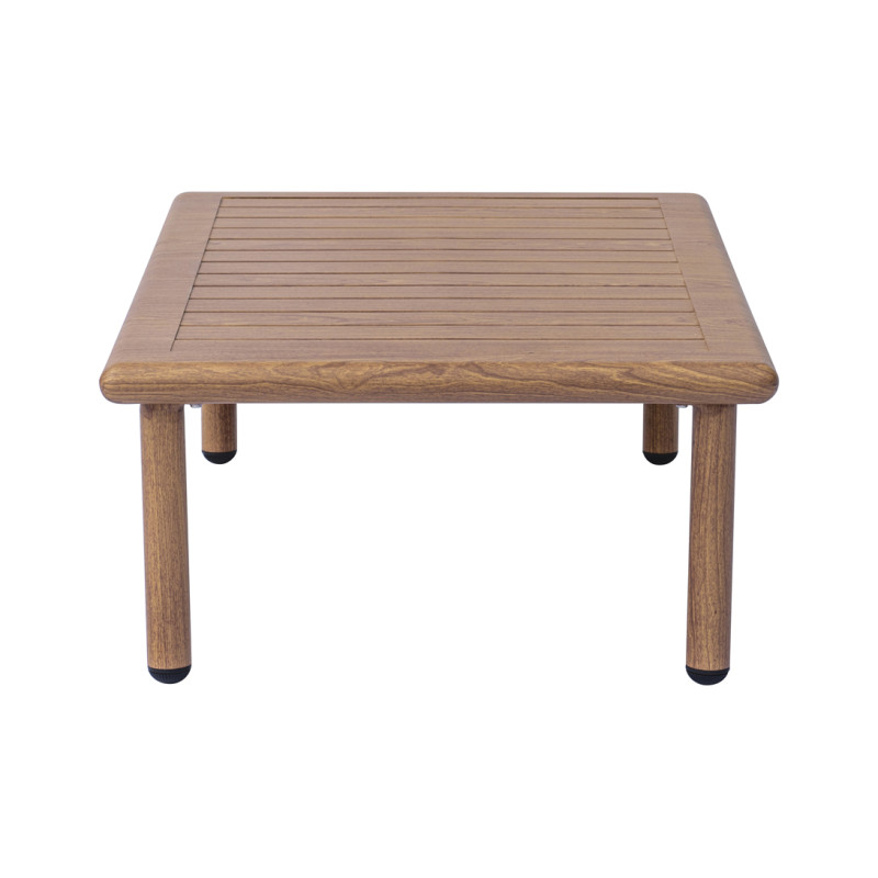 Salotto Cartagena Alluminio Effetto Legno Cuscini Rossi Moia