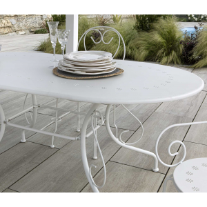 Zoom Tavolo metallo new old bianco crema ovale cm 160x90h72