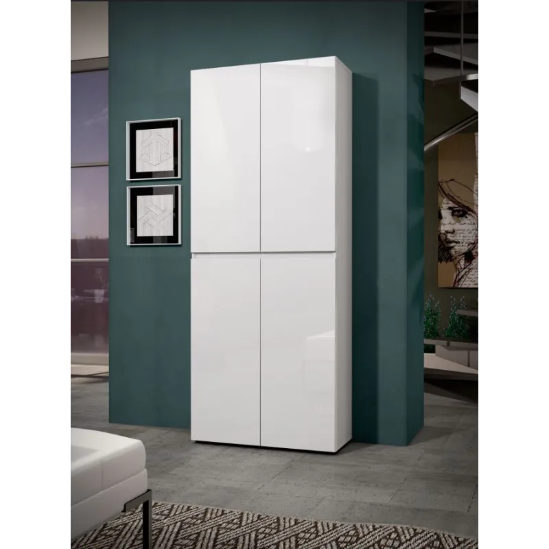 Scarpiera a 4 ante XL con 10 ripiani MISTER made in Italy - Bianco