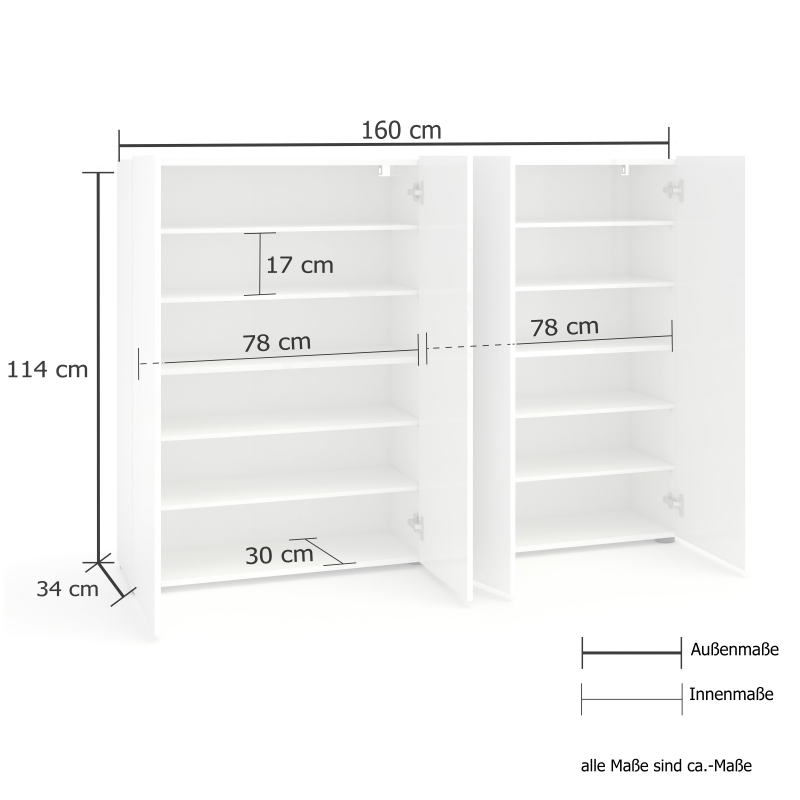 Scarpiera a 4 ante con 5+5 ripiani MISTER made in Italy
