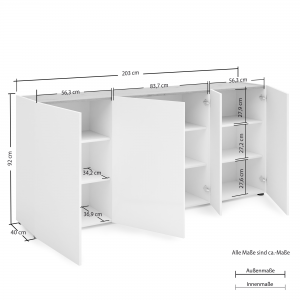 Zoom Sideboard a 4 ante (1 piccola) TANGO made in Italy