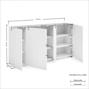 Zoom Sideboard a 4 ante (2 piccole) TANGO made in Italy