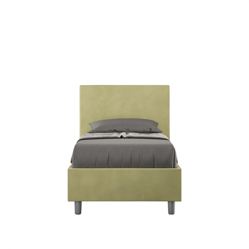 Letto imbottito Singolo 80x210 cm Adele - Senza rete,Microfibra,Tè verde