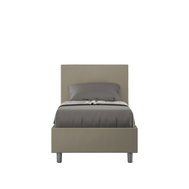 Letto imbottito Singolo 80x210 cm Adele - Similpelle,Senza rete,Cappuccino