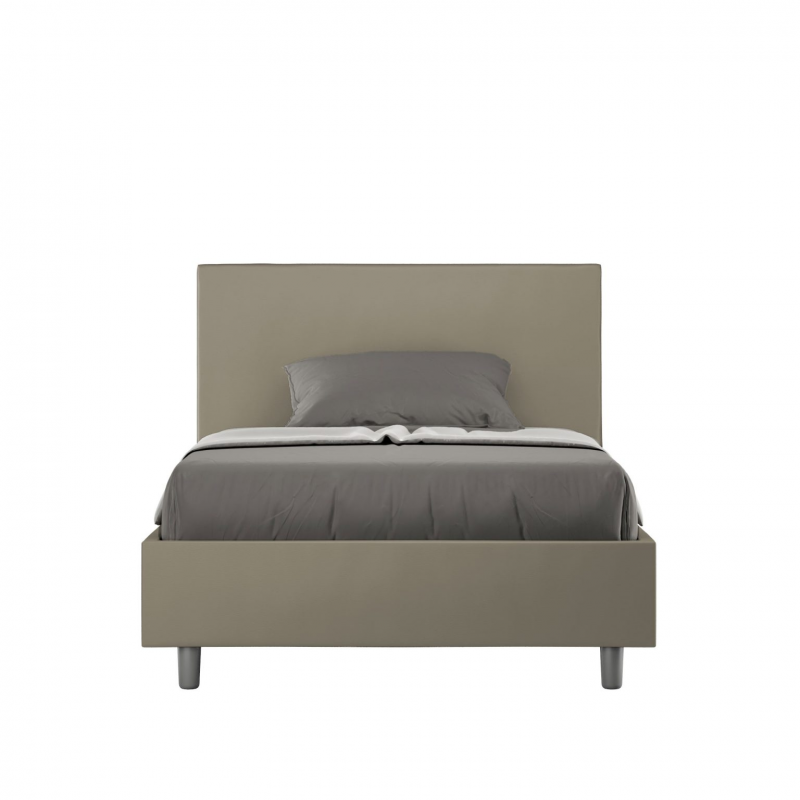Letto imbottito 1 piazza e mezza 120x200 cm Adele - Similpelle,Cappuccino,Con rete