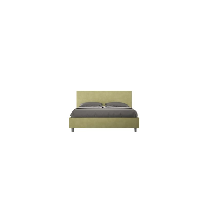 Letto imbottito Matrimoniale 160x200 cm Adele - Senza rete,Microfibra,Tè verde