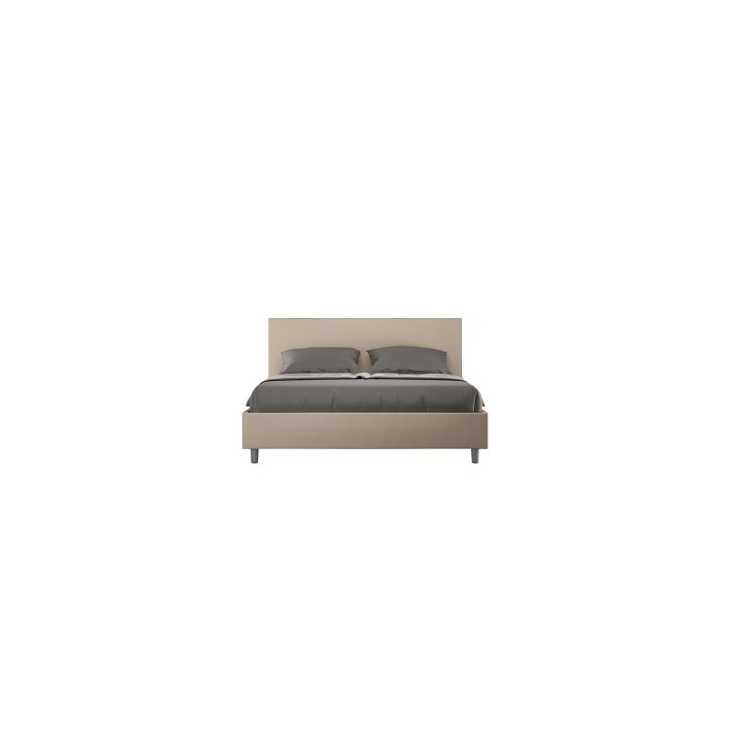 Letto imbottito Matrimoniale 160x200 cm Adele - Similpelle,Senza rete,Tortora