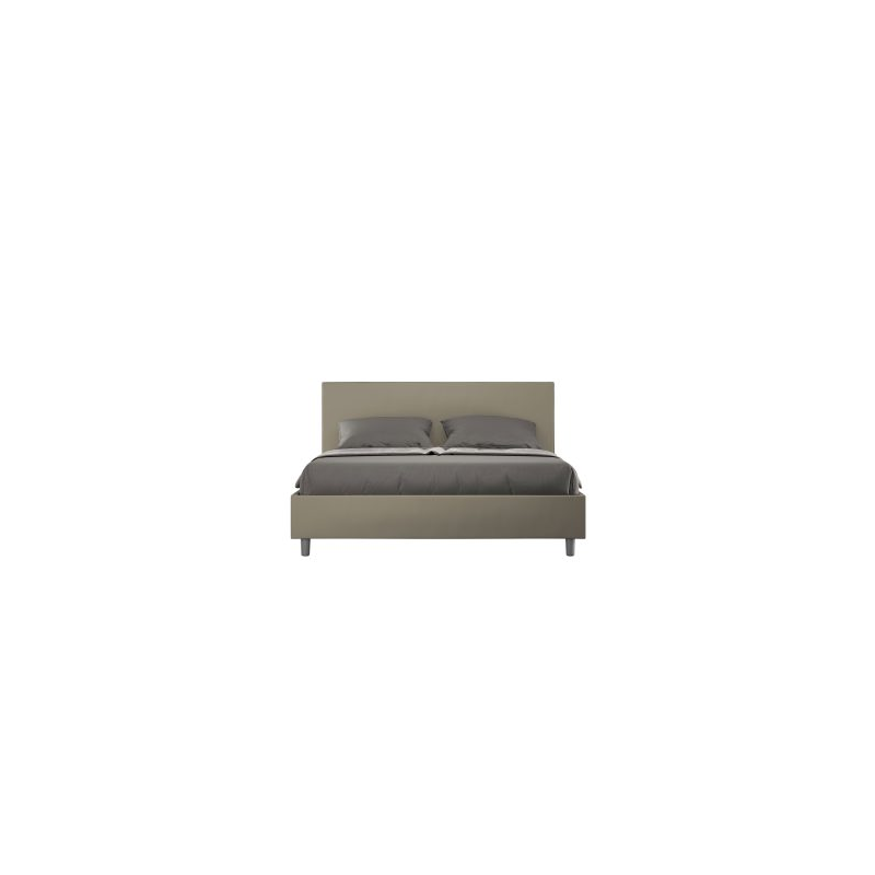Letto imbottito Matrimoniale 160x210 cm Adele - Similpelle,Senza rete,Cappuccino