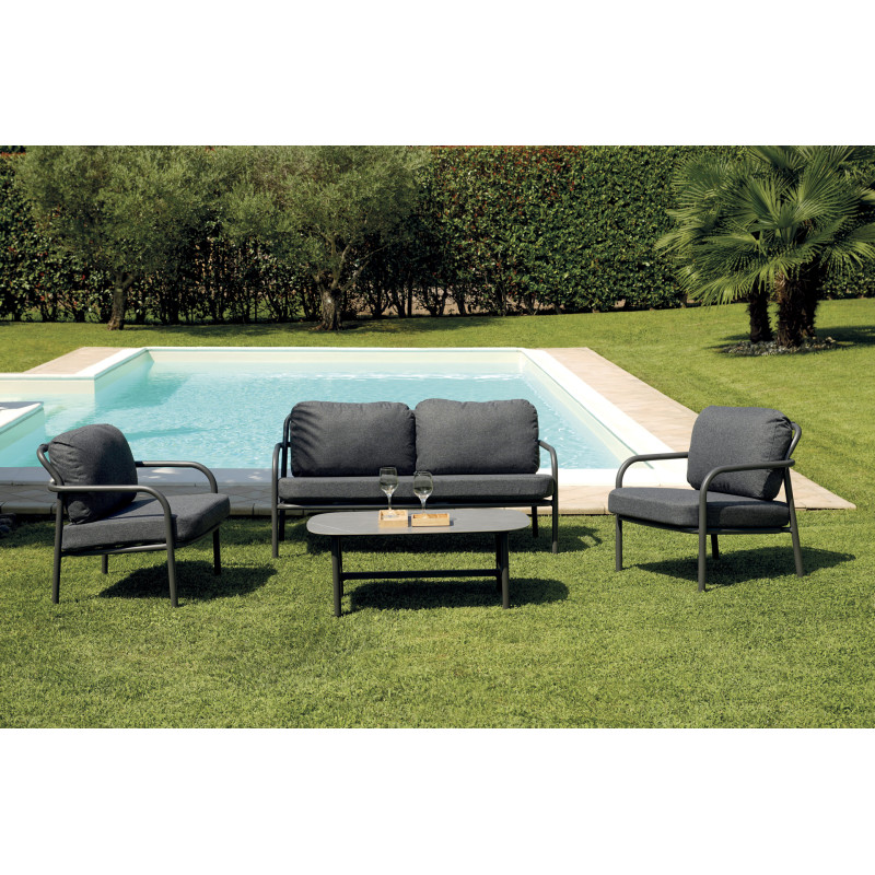 Salotto Almeria Alluminio Antracite Tavolino Gress Moia