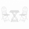 Tavolo metallo Leila bianco quadro con 2 sedie cm 60x60h71