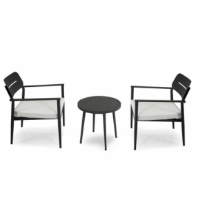 Zoom Poltrona alluminio Ibiza 2 pezzi con tavolino tondo antracite