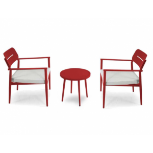 Zoom Poltrona alluminio Ibiza 2 pezzi con tavolino tondo rosso terracotta