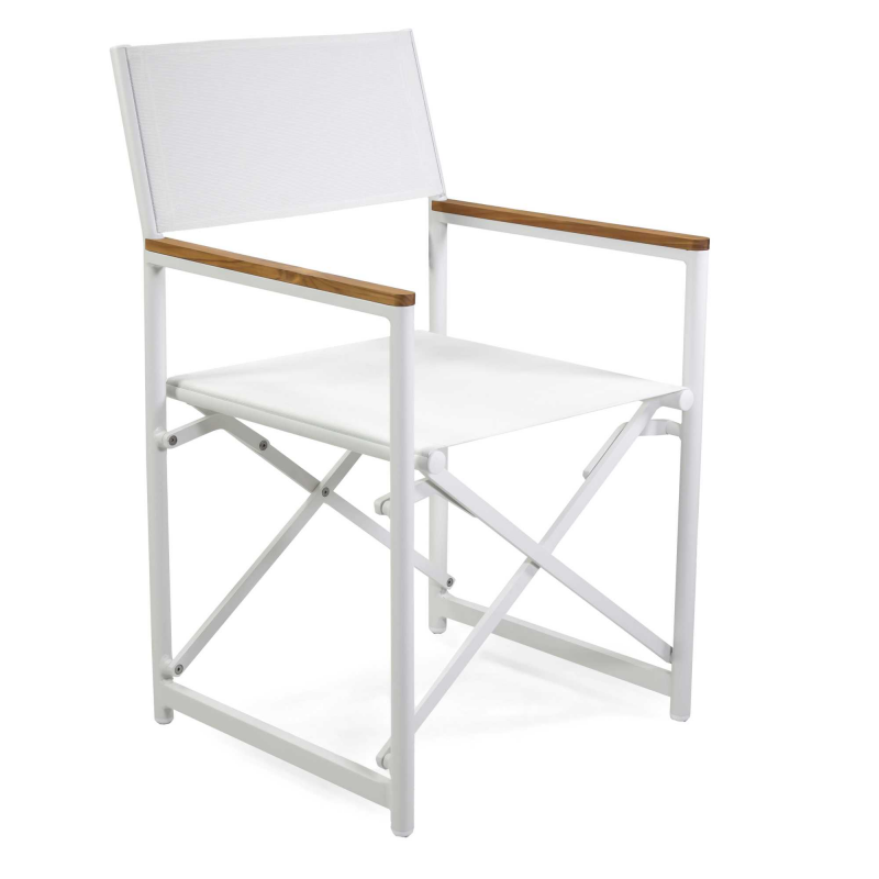 Poltrona regista Honolulu alluminio e textilene bianco cm 55x57h90