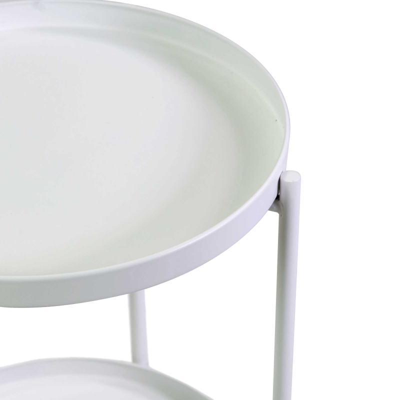 Tavolino metallo bianco tondo 2 piani cm ø40h50