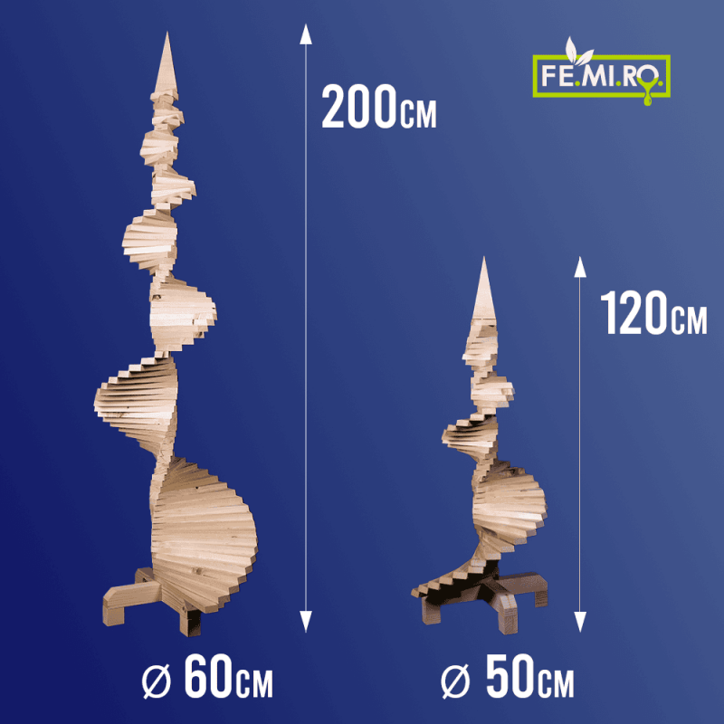 Albero di Natale in legno 120 cm a una spirale decorativo