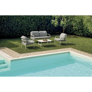 Salotto Almeria Alluminio Bianco Tavolino Gress Moia