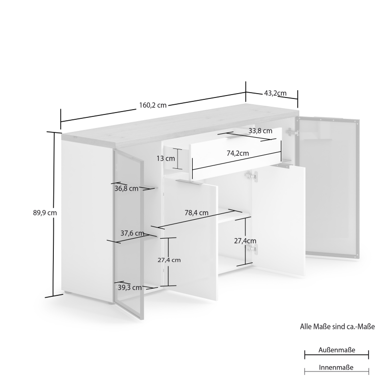 Sideboard con 4 ante e 1 cassetto IDEA K