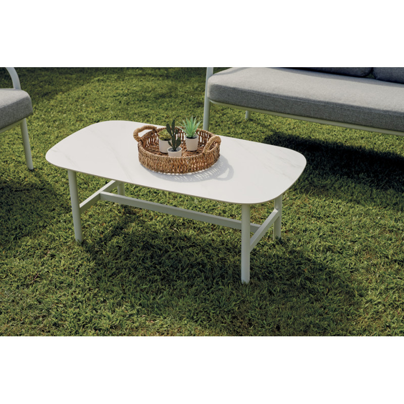 Salotto Almeria Alluminio Bianco Tavolino Gress Moia