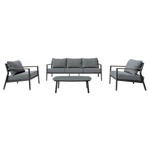 Salotto Cadice Alluminio Antracite Bracciolo Effetto Legno Moia