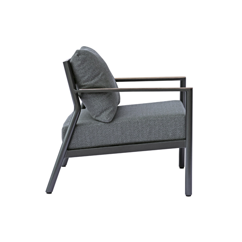 Salotto Cadice Alluminio Antracite Bracciolo Effetto Legno Moia