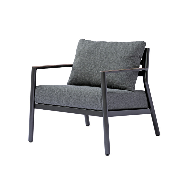 Salotto Cadice Alluminio Antracite Bracciolo Effetto Legno Moia