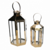 Lanterna metallo 1-2 oro esagonale cm 24x21h46/57