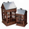 Lanterna legno 1-2 casa naturale rettangolare cm 25x25x45