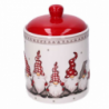 Barattolo ceramica con gnomi bianco cm ø13h17,3