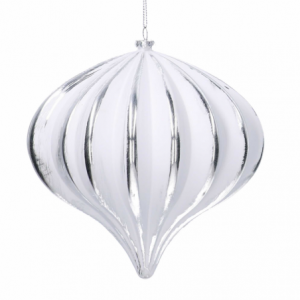 Zoom Set di 2 Sfera plastica cipolla a coste bianco eargento cm ø15