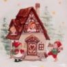 Centrotavola ceramica rosso e bianco quadro casetta cm 20,7x20,7x2,7