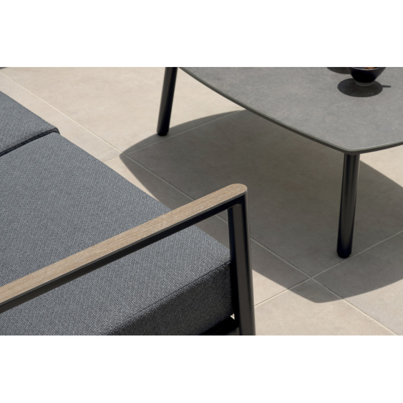 Salotto Cadice Alluminio Antracite Bracciolo Effetto Legno Moia