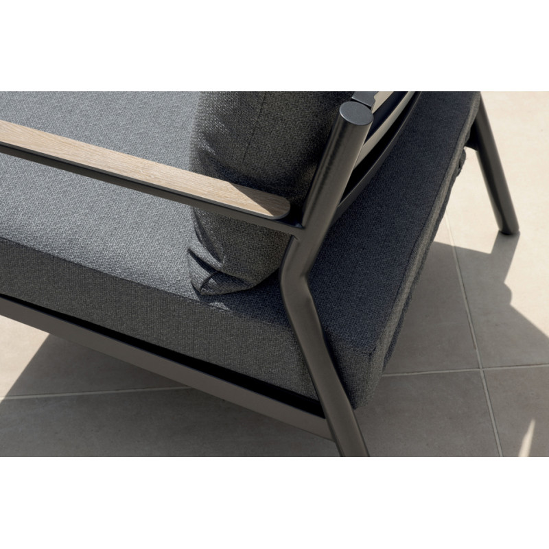 Salotto Cadice Alluminio Antracite Bracciolo Effetto Legno Moia