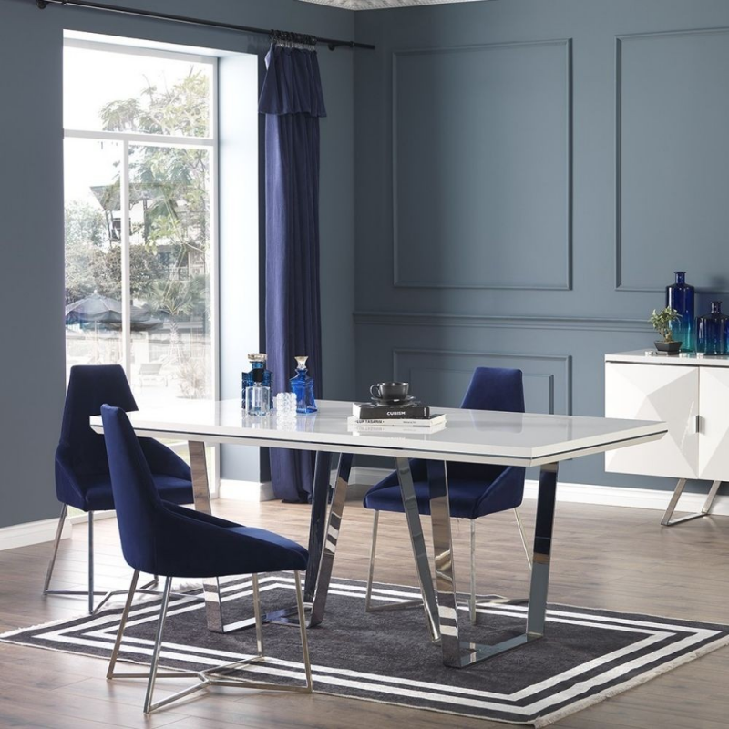 Tavolo Enzio bianco laccato lucido 185x95 moderno | Tavoli fissi