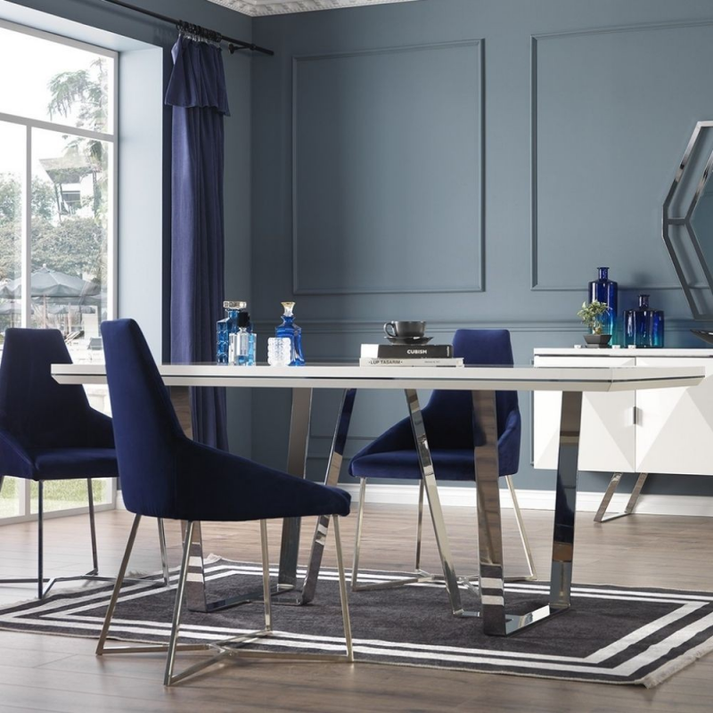 Tavolo Enzio bianco laccato lucido 185x95 moderno | Tavoli fissi