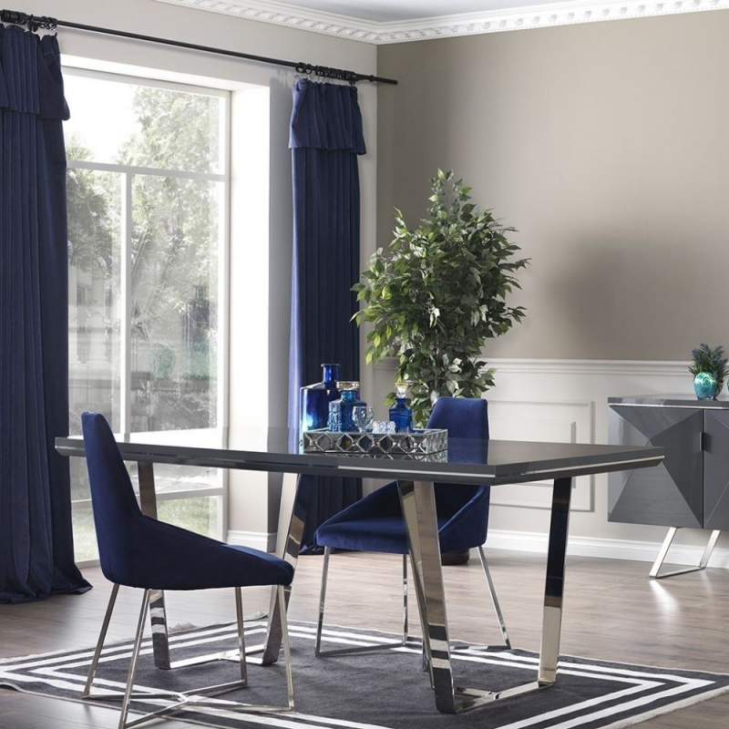 Tavolo Enzio grigio laccato lucido 185x95 moderno e raffinato