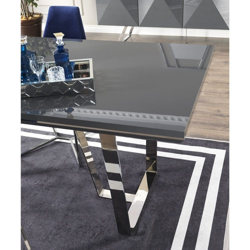 Tavolo Enzio grigio laccato lucido 185x95 moderno e raffinato