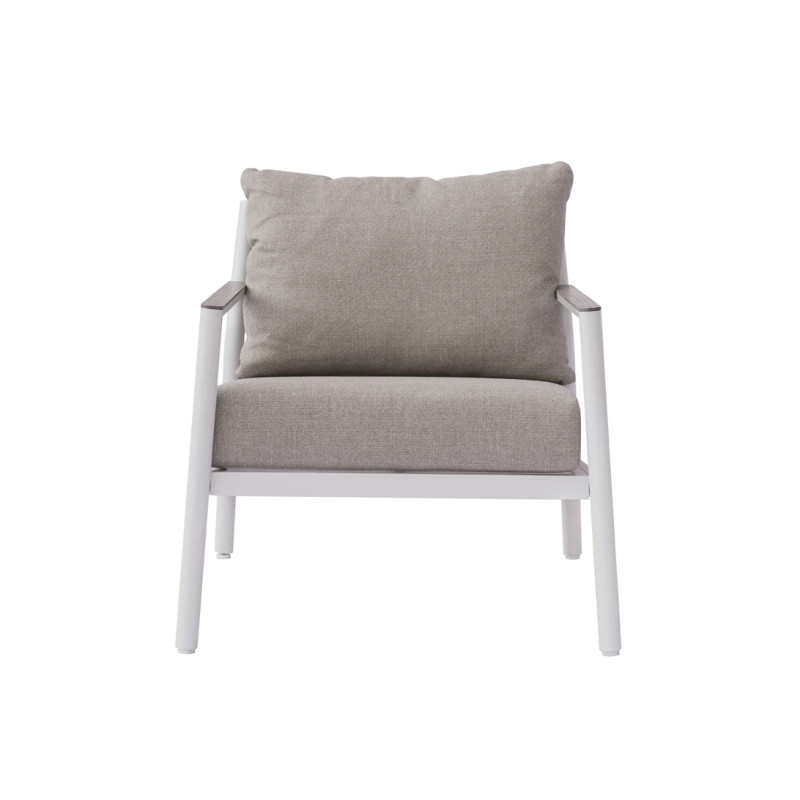 Salotto Cadice Alluminio Bianco Bracciolo Effetto Legno Moia