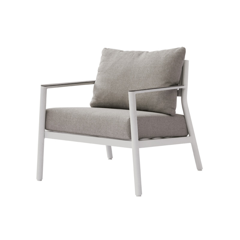 Salotto Cadice Alluminio Bianco Bracciolo Effetto Legno Moia