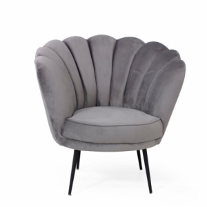 Poltrona Orel velluto grigio Riviera 20 con piedini neri elegante