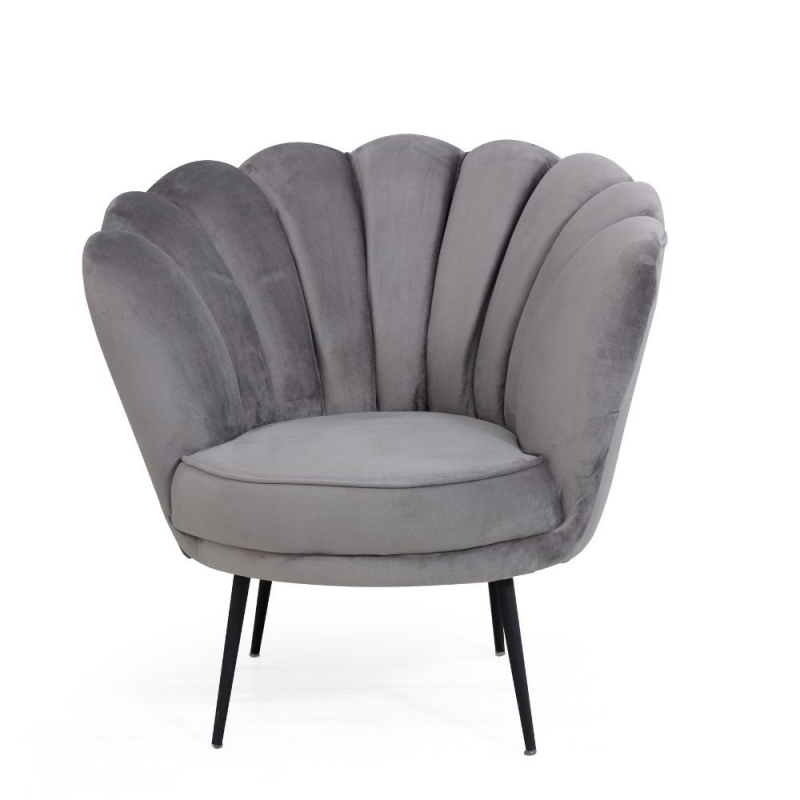 Poltrona Orel velluto grigio Riviera 20 con piedini neri elegante