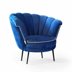 Poltrona Orel velluto blue navy Milano 19 bordo bianco elegante