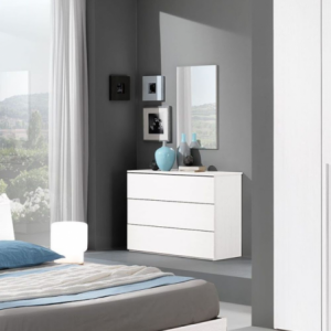 Comò Manitoba 3 cassetti colore bianco moderno e capiente