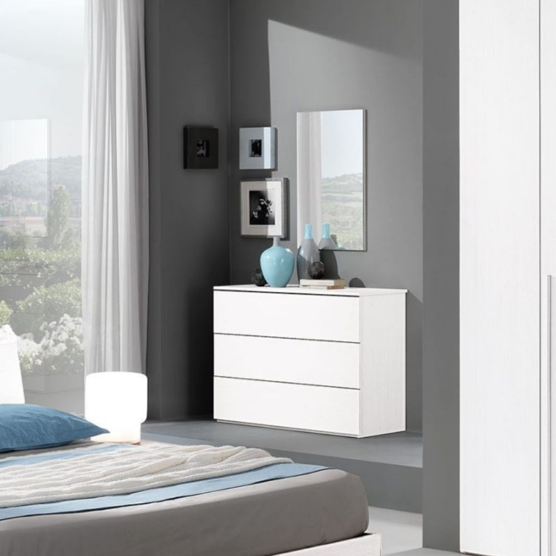 Comò Manitoba 3 cassetti colore bianco moderno e capiente