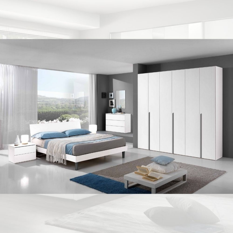 Set 2 comodini Manitoba 2 cassetti colore bianco moderni