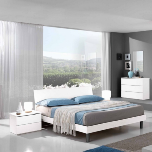 Letto matrimoniale giroletto Manitoba bianco moderno e luminoso