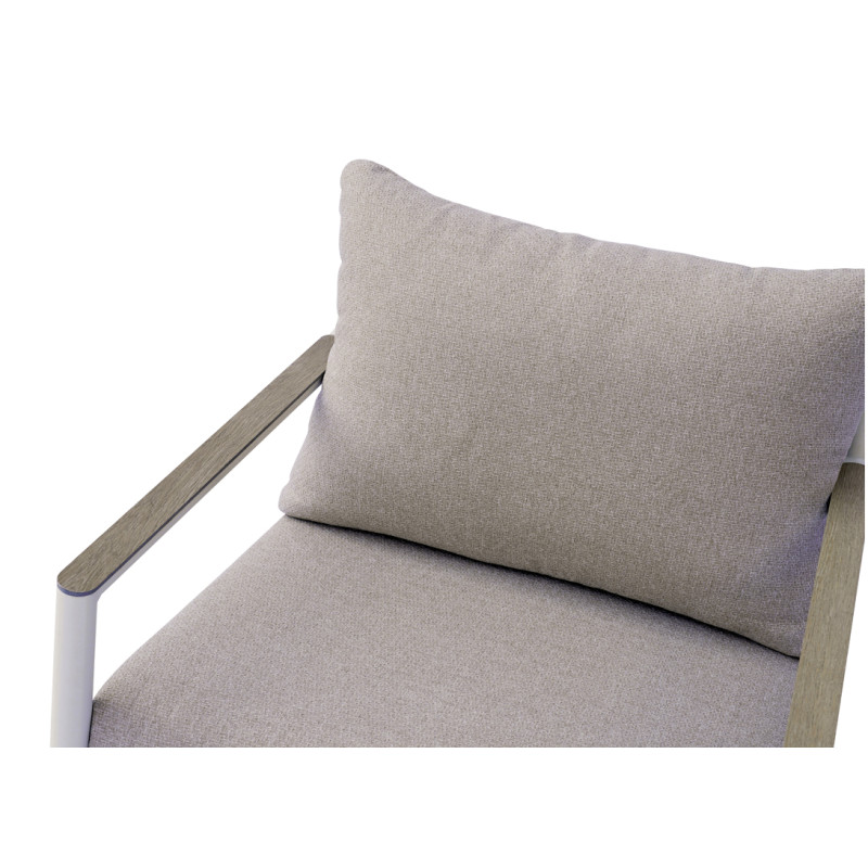 Salotto Cadice Alluminio Bianco Bracciolo Effetto Legno Moia