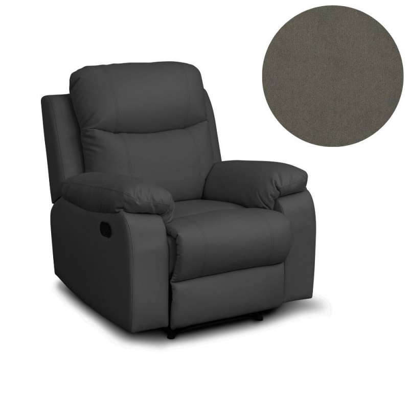 Poltrona Chicago reclinabile tessuto Houston 87 grigio relax