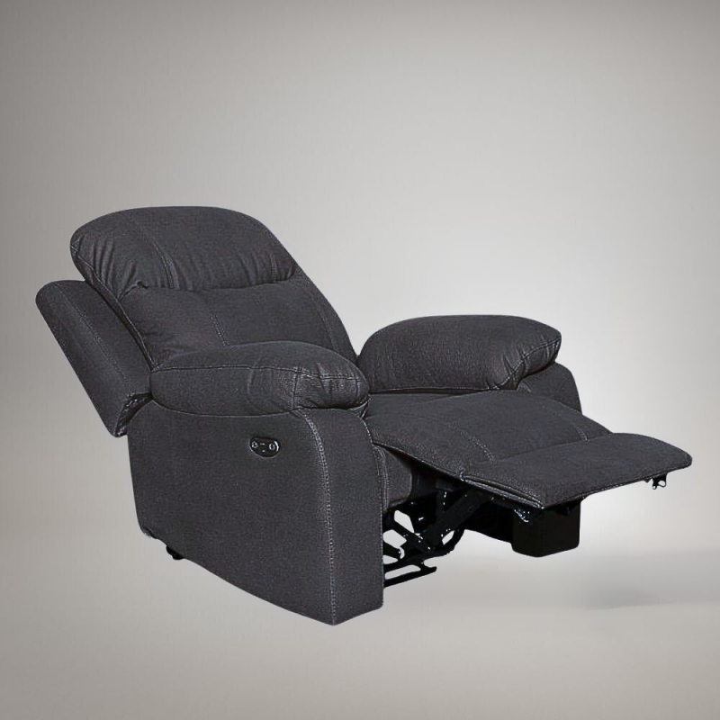Poltrona Chicago reclinabile elettrica tessuto Twist 20 grigio