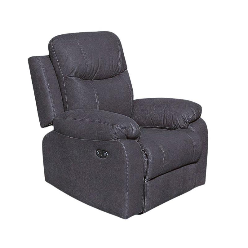 Poltrona Chicago reclinabile elettrica tessuto Twist 20 grigio